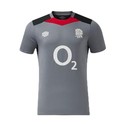 Image of Umbro Mens England Rugby Gym Training T-Shirt 2024 Adults Grey/Black/Red L