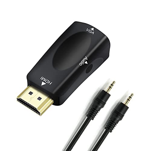 Image of DTech HDMI to VGA Adapter with 3.5mm Audio Port Out For Old Computer Monitor PC TV (Male HDMI Input, Female VGA Output)