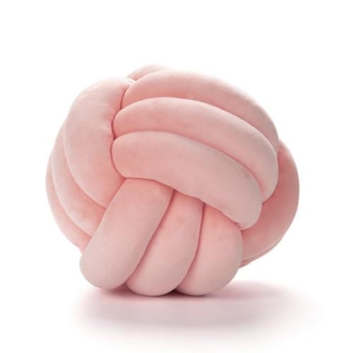 Image of OUKEYI Knot Ball Pillow, Knotted Ball Throw Pillow Ultra Soft Companionship Decorative Hand-woven Knotted Ball Lamb Velvet Sofa Cushion, Knot Cushion, (pink)