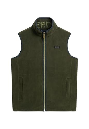 Image of Superdry Men's Estate Fleece Vest, Surplus Goods Olive Green (UK, Alpha, S, Regular, Regular, Surplus Goods Olive Green)