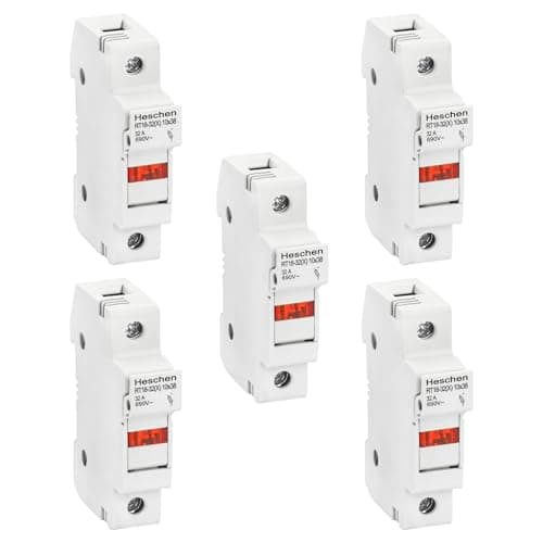 Image of Heschen Cylindrical Fuse Holder Base, RT18-32(X) 32A AC690V, 1P, DIN Rail Mounting for RT18 RO15 10 x 38mm Fuse CE Listed 5 PCS