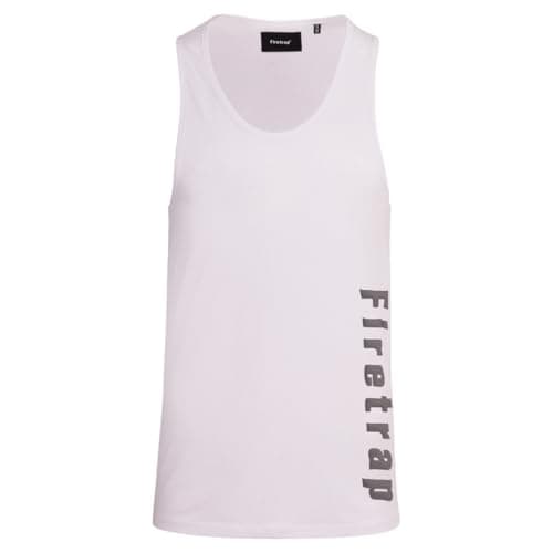 Image of Firetrap Mens Designer Vest Sublimation Print Sleeveless Summer Fashion Tank - Beach Gym Training White XL