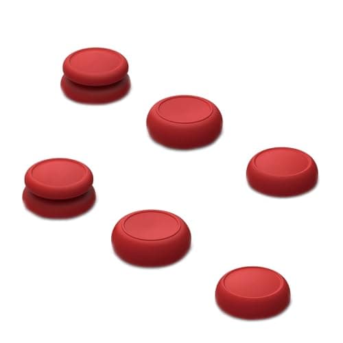Image of Skull & Co. Skin, CQC and FPS Thumb Grip Set Joystick Cap Analog Stick Cap for Nintendo Switch and Switch OLED Joy-Con Controller - Mario Red, 3 Pairs(6pcs)