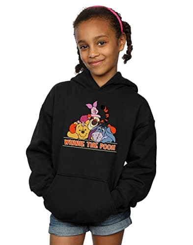 Image of Disney Girls Winnie The Pooh Group Hoodie Black 5-6 Years