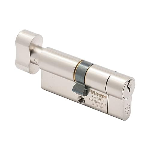 Image of Sterling Int Ext (80mm) TS007 BS1 1 Star Police Approved Secured by Design Thumbturn Door Cylinder, Satin Nickel, Internal 40mm External Total