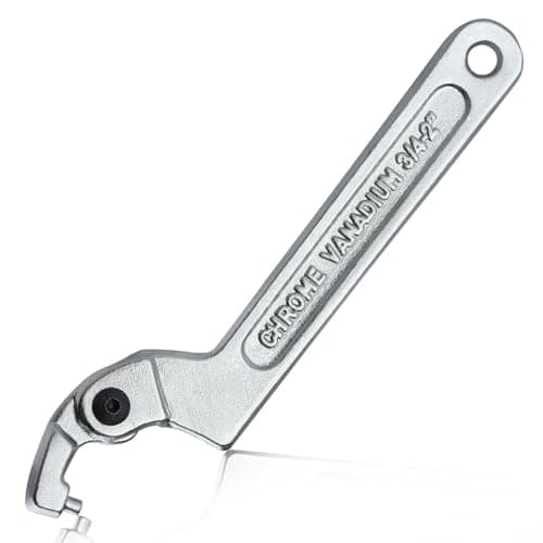 Image of LEONTOOL Adjustable C Spanner Hook Wrench Tool Adjustable Pin Spanner Wrench Tool for Mechanical Equipments Vehicles Tighten Lock Nuts & Bearings, Round Head, 3/4-2"(19-51mm), Chrome-Vanadium Steel