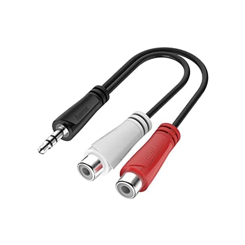 Image of Hama Audio Adapter 3.5 mm Jack to 2x RCA Female HiFi Stereo Jack Adapter for Connecting Laptop, Mobile Phone, Tablet and Speaker, Amplifier, Stereo System with RCA