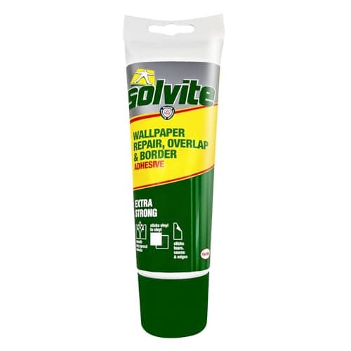 Image of Solvite SLV1574677 Overlap & Border Adhesive Tube – Ready-to-Use Wallpaper Border & Seam Glue, Extra Strong Edge Bonding Adhesive, Precision Applicator Tube for Repairs & Finishing
