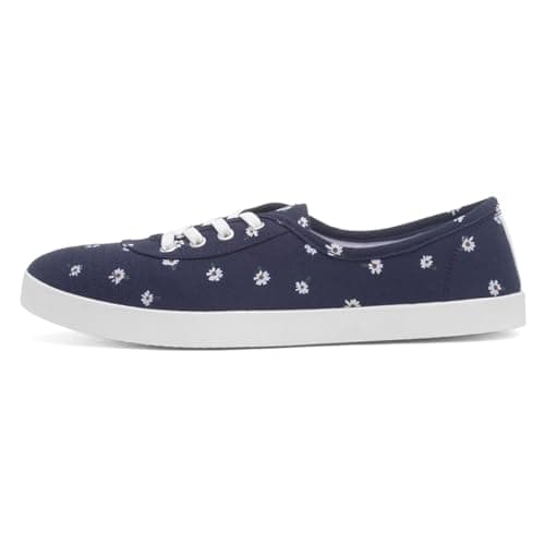 Image of Lilley Womens Navy Daisy Print Slip On Canvas Shoe - Size 9 UK - Blue