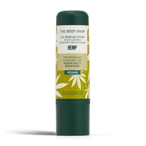 Image of The Body Shop Hemp Lip Rescue Stick (1x 4.2g), Heavy-Duty Hydration for Dry Lips, Nourishing Lip Balm, Softening Stick for Ultra-Dry Lips, 24H Lip Moisturiser, 98% Natural-Origin Ingredients, Vegan