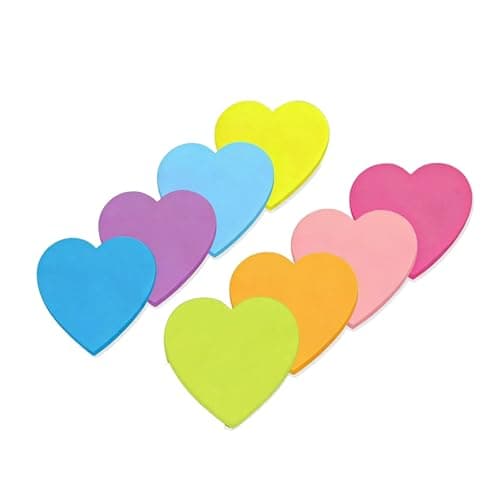Image of 240Pcs Heart Post It Notes,70 X 70mm Novelty Cute Pink Heart Shaped Post It Notes Sticky Note,Six Colors for Student Teacher Stationery Textbook,Office,School,Tabs Quick Reminders Study Small Supplies
