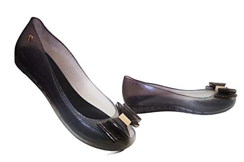Image of IVACHY Womens Jelly Ballet Shoes, Bow Details Slip-On Flats, Comfy Ladies Casual Wear Every-Day Closed Toe Ballerina Pumps Black Grey