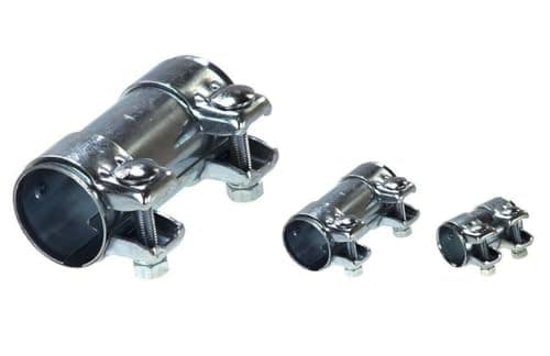 Image of Exhaust Pipe Connector - Heavy Duty Sleeve Double Clamp Tube Adapter Joiner (65mm to 68.5mm x 125mm)