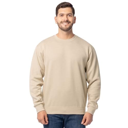 Image of Fruit of the Loom Men's Eversoft Fleece Crewneck Sweatshirts, Moisture Wicking & Breathable, Sizes S-4x Shirt, Khaki Heather, XXL
