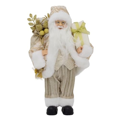 Image of Carousel Home LED Gold Santa Claus | Standing Father Christmas Figurine | Light-up Christmas Santa Figure - 30cm