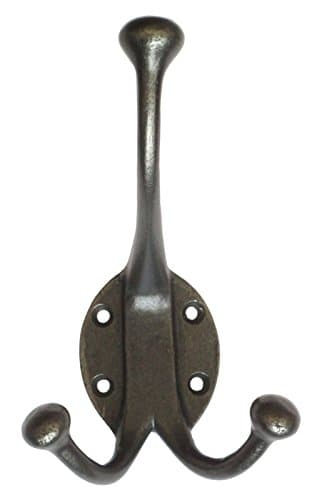 Image of Castelion® Large Cast Iron Victorian Double Hook | Rustic Wall Mounted Coat & Hat Hook | Victorian Home Decor | Iron Hardware Perfect for Traditional Homes | 15cm x 9cm