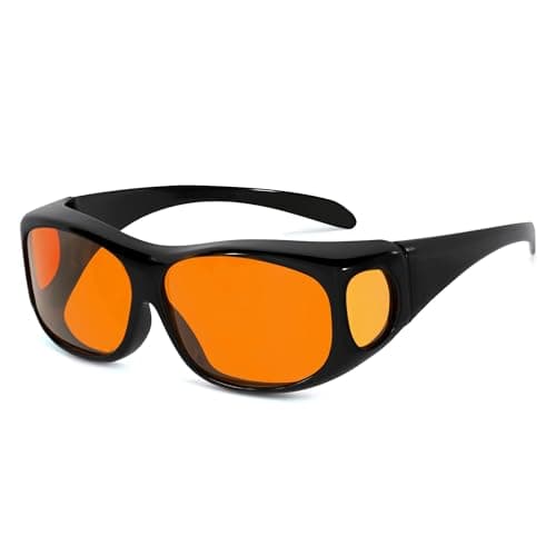 Image of Eyekepper 100% Blue Light Reduction,Huge Fitover Anti-Blue Blocking Computer Eyeglasses with Extra Amber Lenses, Black +0.0
