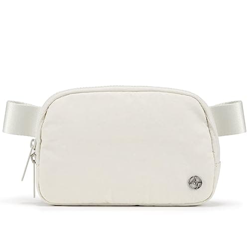 Image of Pander Double Zipper Fanny Pack Nylon Everywhere Belt Bag, Fashion Waist Packs for Women with Adjustable Strap, 1L. (White Opal)