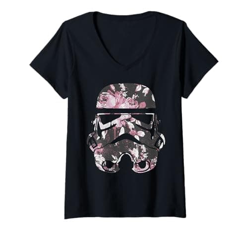 Image of Womens Star Wars Stormtrooper Floral Helmet V-Neck T-Shirt