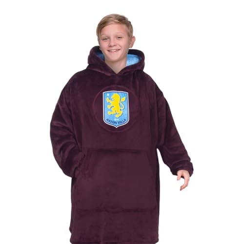 Image of Aston Villa Kids Oversized Hoodie Blanket - Official Football Gift, Claret, Size 6-10 Years