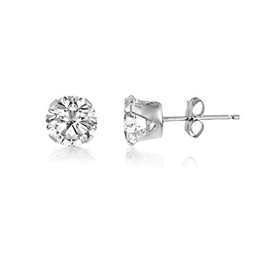 Image of DIAMOND WHITE/CLEAR 3MM Classic Brilliant Round Cut Cubic Zirconia (CZ) Sterling Silver Birthstone Stud Earrings/Ear Studs for Women Ladies Girls - 925 Sterling Silver. 3-WHTE