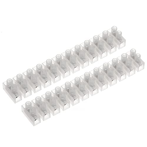 Image of AUKENIEN 15A / 16A Electrical Connector Blocks 15/16 Amp 12 Way White Terminal Block Strip Electric Wire Connectors Choc Blocks Connecting for Wiring Cable (Pack of 2)