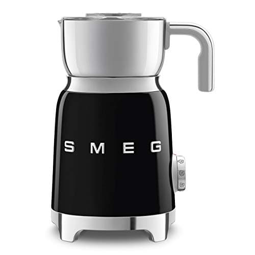 Image of SMEG Retro 50's Style Milk Frother with 2 Disks 6 Preset Programs Hot or Cold Frothing and Induction Heating (Black)