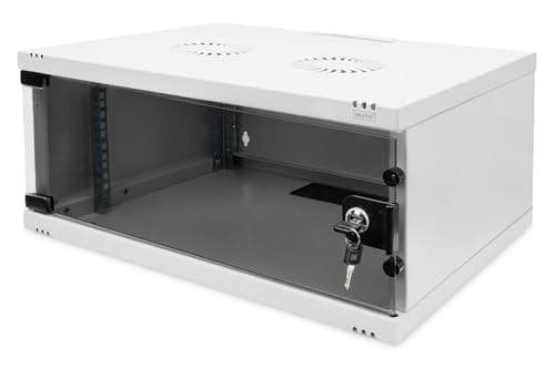 Image of DIGITUS network cabinet - 19-inch rack 4 U - Unassembled - Wall mounting - 400 mm depth - Load capacity 60 kg - Glass door - SOHO series - Grey