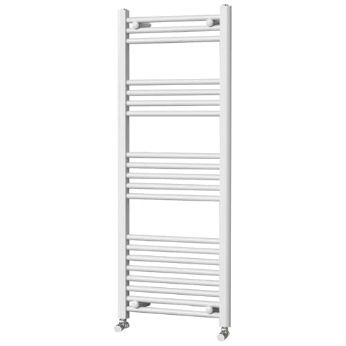 Image of Go Bathrooms Nola Bathroom Towel Rail Heated Bathroom Radiator Wall Mounted Ladder Rail White - 1200mm x 500mm