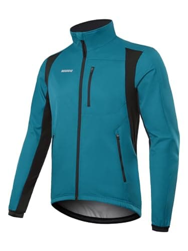 Image of BERGRISAR Winter Thermal Cycling Jacket Mens Bike Bicycle Jacket Waterproof Windproof Fleece Windbreaker with 6 Pockets Blue XXL