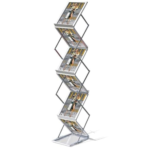 Image of VAIIGO 36.5x25x155cm A4 Portable Folding Brochure Display Stand Double Sided Shelves with 6 Pockets, Magazine Rack Trade Show (Black, A4)