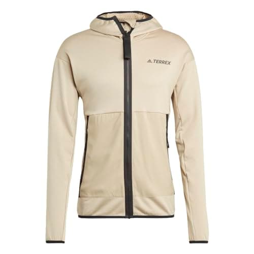 Image of adidas TERREX Tech Fleece Light Hooded Hiking Jacket Men's, Beige, Size M, Savanna, M