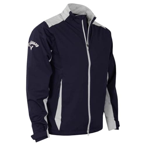 Image of Callaway - Golf Waterproof Jacket for Men, Stormlite II Breathable Full Zip Coat with Stretch, Adjustable Cuffs and Lightweight (Peacoat/Pearl Blue)