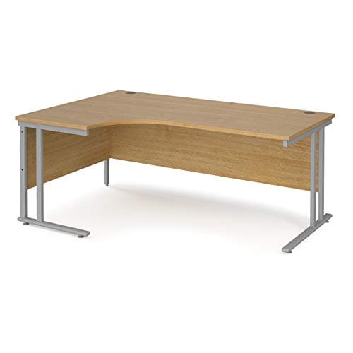 Image of Mr Office Maestro 25 left hand ergonomic desk - silver cantilever leg, Oak, 1800