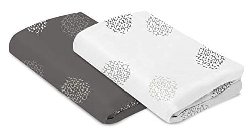 Image of 4moms breeze Bassinet Sheets, For Baby Bassinets and Furniture, Machine Washable and 100% Cotton, White & Grey, 2 Pack,2 Count (Pack of 1)
