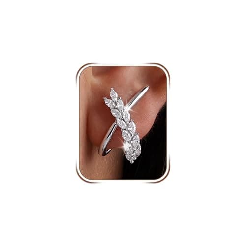 Image of HUABOLA CALYN 925 Sterling Silver Stud Earring for Women, Minimalist "X" Shape Silver Earring, Lightweight Hypoallergenic Cubic Zirconia Stud Earrings Jewellery Birthday Gifts (silver-leaf)