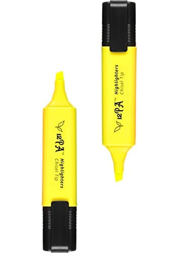 Image of 12PA 2 Yellow Highlighters | Stationery Supplies | Student University Essentials | Multipack (2)