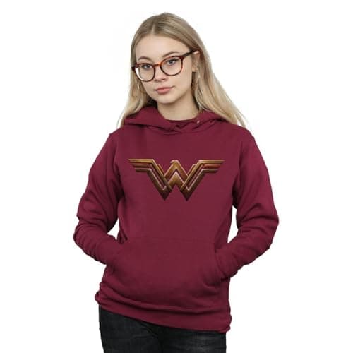 Image of DC Comics Women's Justice League Movie Wonder Woman Emblem Hoodie Large Burgundy