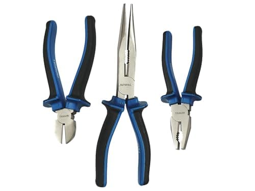 Image of Faithfull FAIPLSET3LN 3 Piece Soft Grip Plier Set: Diagonal, Combination and Long Nose, Multi-Colour