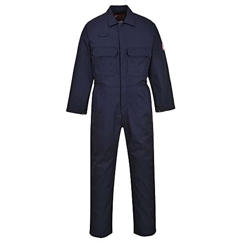 Image of Portwest BIZ1 Mens Heat Flame Resistant Welding Overalls Bizweld FR Protective Boiler Suit Work Coveralls Durable Workwear Mechanics Warehouse Garages Navy, 2X-Large