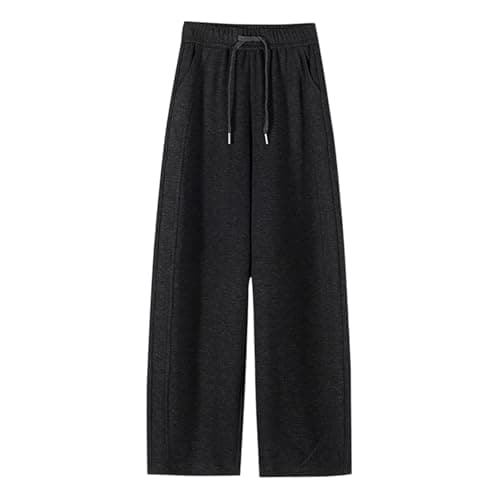 Image of Womens Fleece Lined Wide Leg Pants High Waisted Thick Warm Loose Straight Leg Trousers Casual Banana Pants