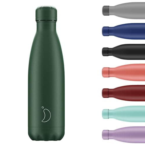 Image of Chilly's Original Water Bottle - Vacuum Insulated Stainless Steel Water Bottle, Reusable Thermal Flask for Hot & Cold Drinks - Leak Proof, No Sweat - Matte - All Green, 500ml