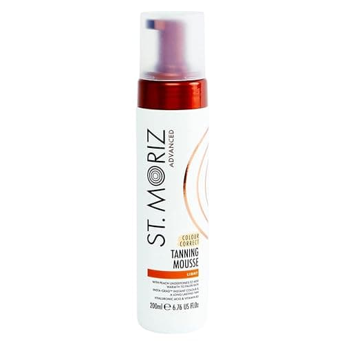 Image of St Moriz Advanced Colour Correcting Tanning Mousse in Light | With Hyaluronic Acid, Vitamin B5 & Advanced Skin Care Benefits | Adds Warmth to Fair Skin | Fast-Drying Vegan Fake Tan Mousse | 200ml