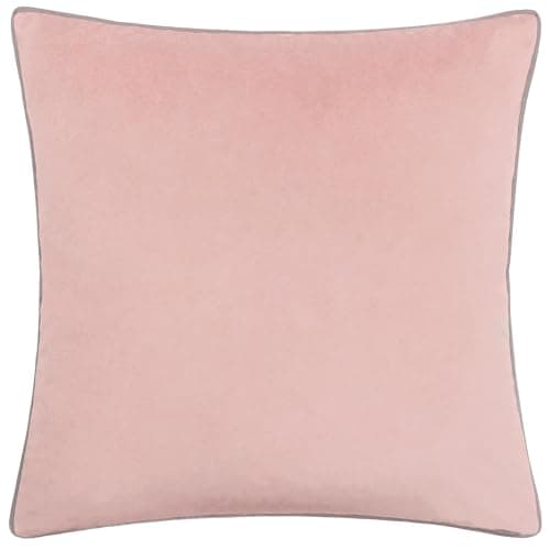 Image of furn. Meridian Feather Filled Cushion – Luxury Contrast Piped Velvet Decorative Pillow (Blush/Grey - 45x45cm)