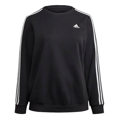 Image of adidas Women's ESSENTIALS 3-STRIPES FLEECE SWEATSHIRT, black/white, M
