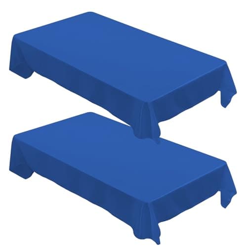 Image of 2 Packs Blue Table Cloths, Rectangular Table Cloth 140x200cm(55x78Inch), Washable Polyester Tablecloth Home Dining Table Cover for Christmas Kitchen Party Wedding Restaurant Birthday Decorations