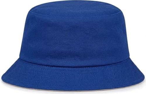 Image of JUNGANRHA® Unisex Womens, Mens Cotton Bucket Hat Reversible Girls or Boys Fisherman Hats Plain for Hunting, Camping, Hiking, Travelling, Fishing, Football Summer Sun Hat Royal Blue