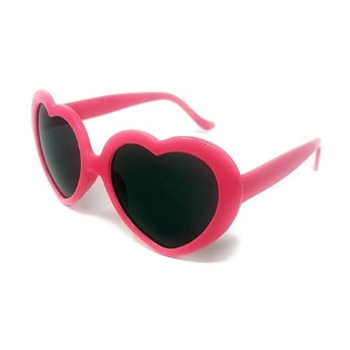 Image of WS UK Adults Heart Shape Sunglasses with UV400 Protection (Hot Pink)