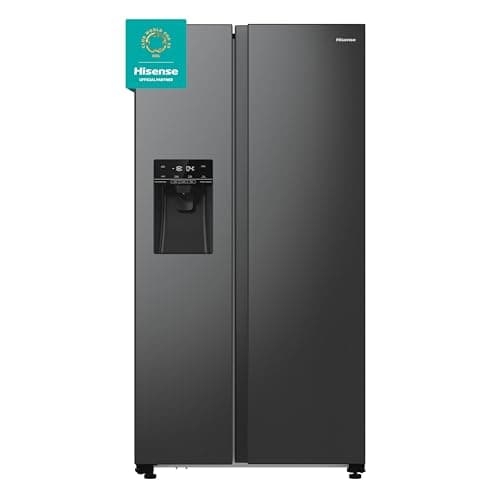 Image of Hisense PureFlat American Fridge Freezer - Black Stainless Steel - D Rated