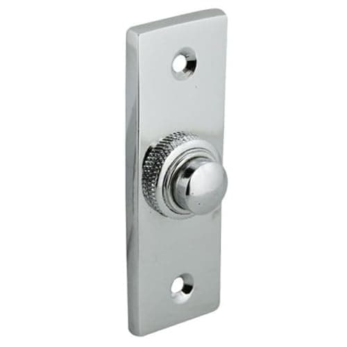 Image of Victorian Rectangle Polished Chrome Front Door Bell Push 78mm x 30mm